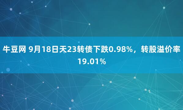 牛豆网 9月18日天23转债下跌0.98%,转股溢价率19.01%