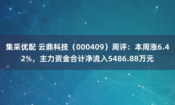 集采优配 云鼎科技（000409）周评：本周涨6.42%，主力资金合计净流入5486.88万元