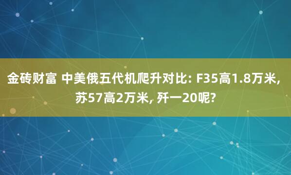 金砖财富 中美俄五代机爬升对比: F35高1.8万米, 苏57高2万米, 歼一20呢?