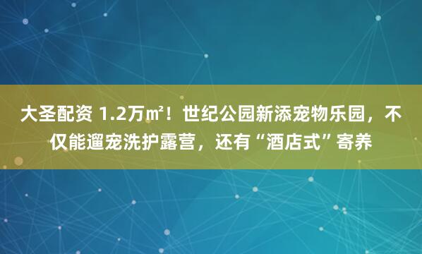 大圣配资 1.2万㎡！世纪公园新添宠物乐园，不仅能遛宠洗护露营，还有“酒店式”寄养